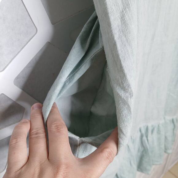 Bai Li Pastel Green Eyelet Embroidered Oversize Dress Womens L/XL Lagenlook Boho - Picture 5 of 14